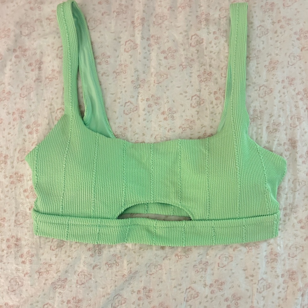 Aerie Green Ribbed Bikini Top